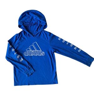 Adidas Hooded Tee Boys (or Girls) Size Small, US 8, Royal Blue, Comfy Cotton‎